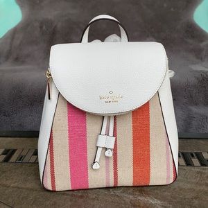 KATE SPADE MD FLP BACKPACK Leila Striped Canvs Mlt